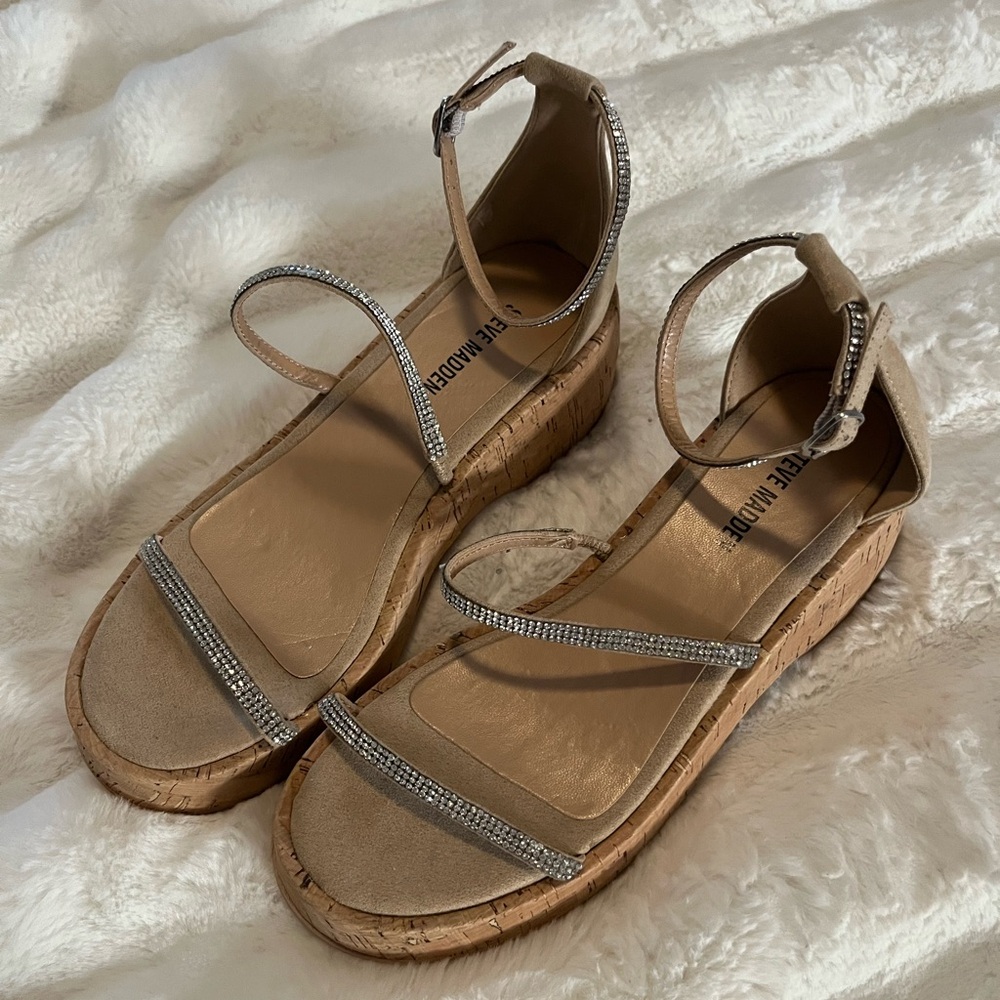 Steve Madden Tan Strappy Wedge Sandals